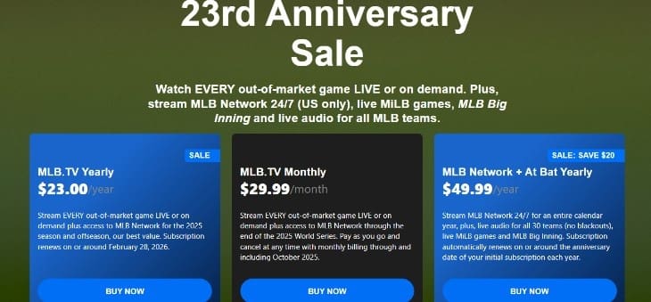 MLB.TV 2025 Subscription Plans MLB.TV 2025 Subscription Plans