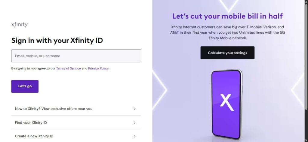 xfinity Homepage