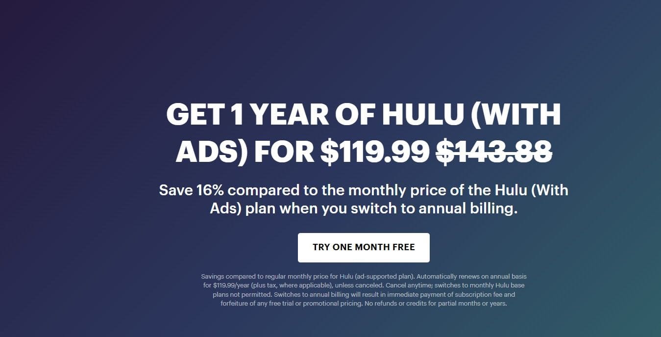 Hulu Annual Discount