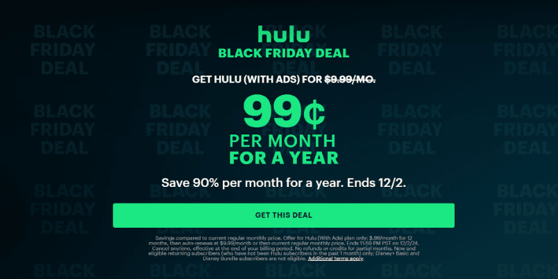 Hulu Black Friday Discount