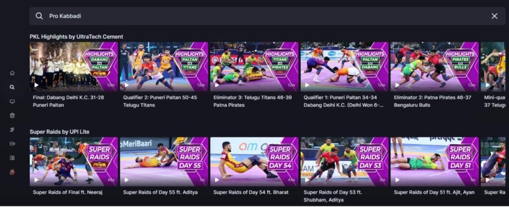 Search Pro Kabbadi on JioHotstar