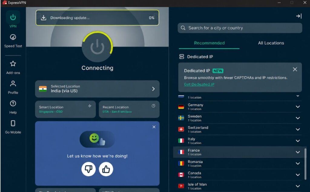 Select India Server Via US on ExpressVPN